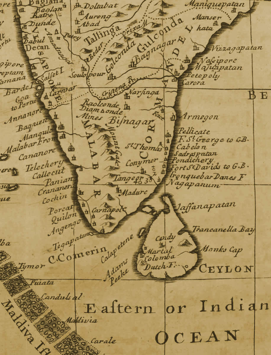 Map of South India, 1717